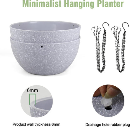 10 inch Hanging Planters for Indoor Outdoor Plants, 2 Pack Hanging Flower Pots with Drainage Holes