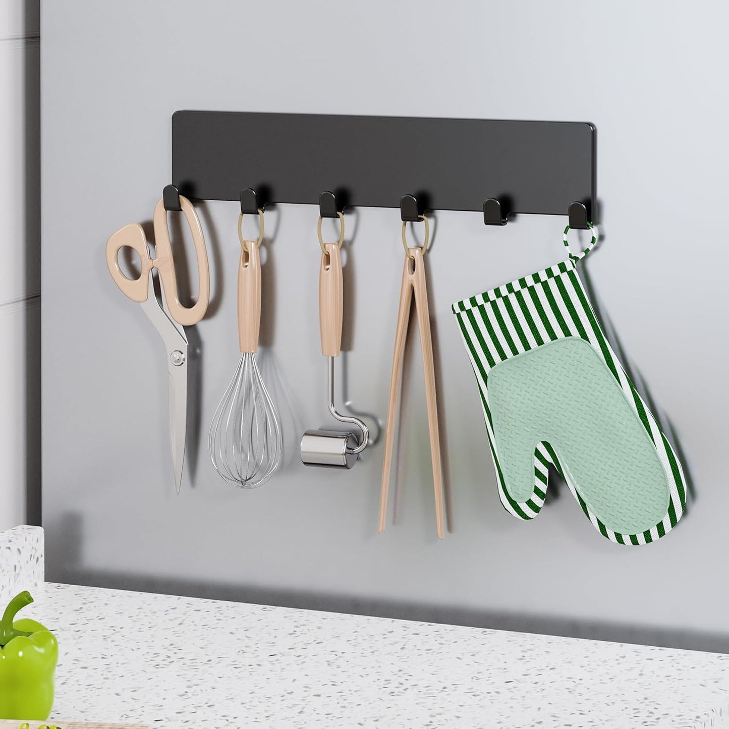 5-Pack Moveable Magnetic Spice Rack Organizer With 6 Hooks for Refrigerator, Metal Fridge Shelf