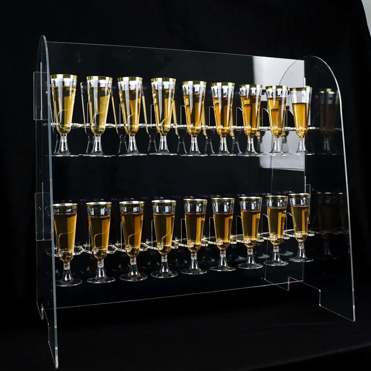 Tableclothsfactory 25" Clear Acrylic 2-Tier Wine Glass Stemware Rack, Champagne Flute Holder with