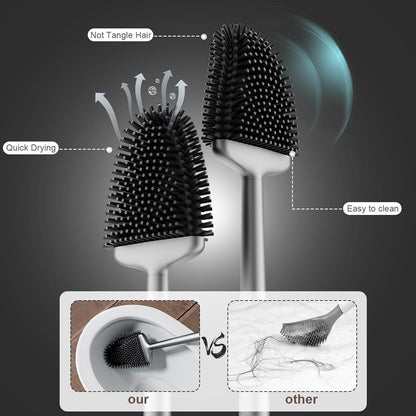 Sellemer Toilet Brush and Holder Set - Flexible Toilet Bowl Brush Head with Silicone Bristles