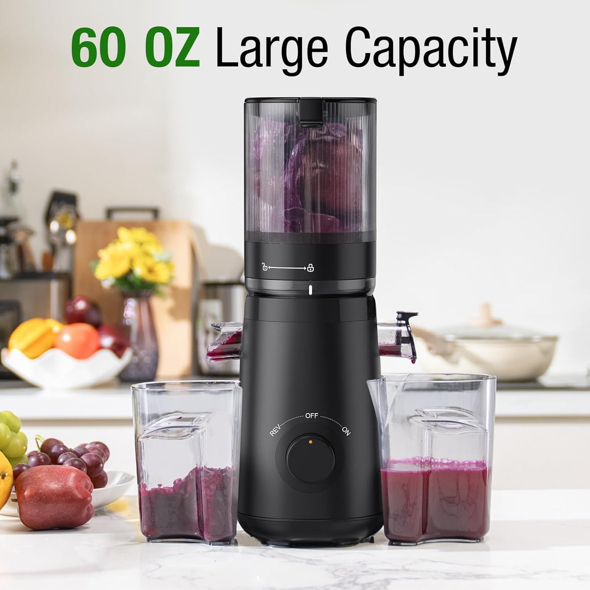 Juicer Machines, TUUMIIST Cold Press Juicer with 5.3" Extra Large Feed Chute Fit Whole Fruits &