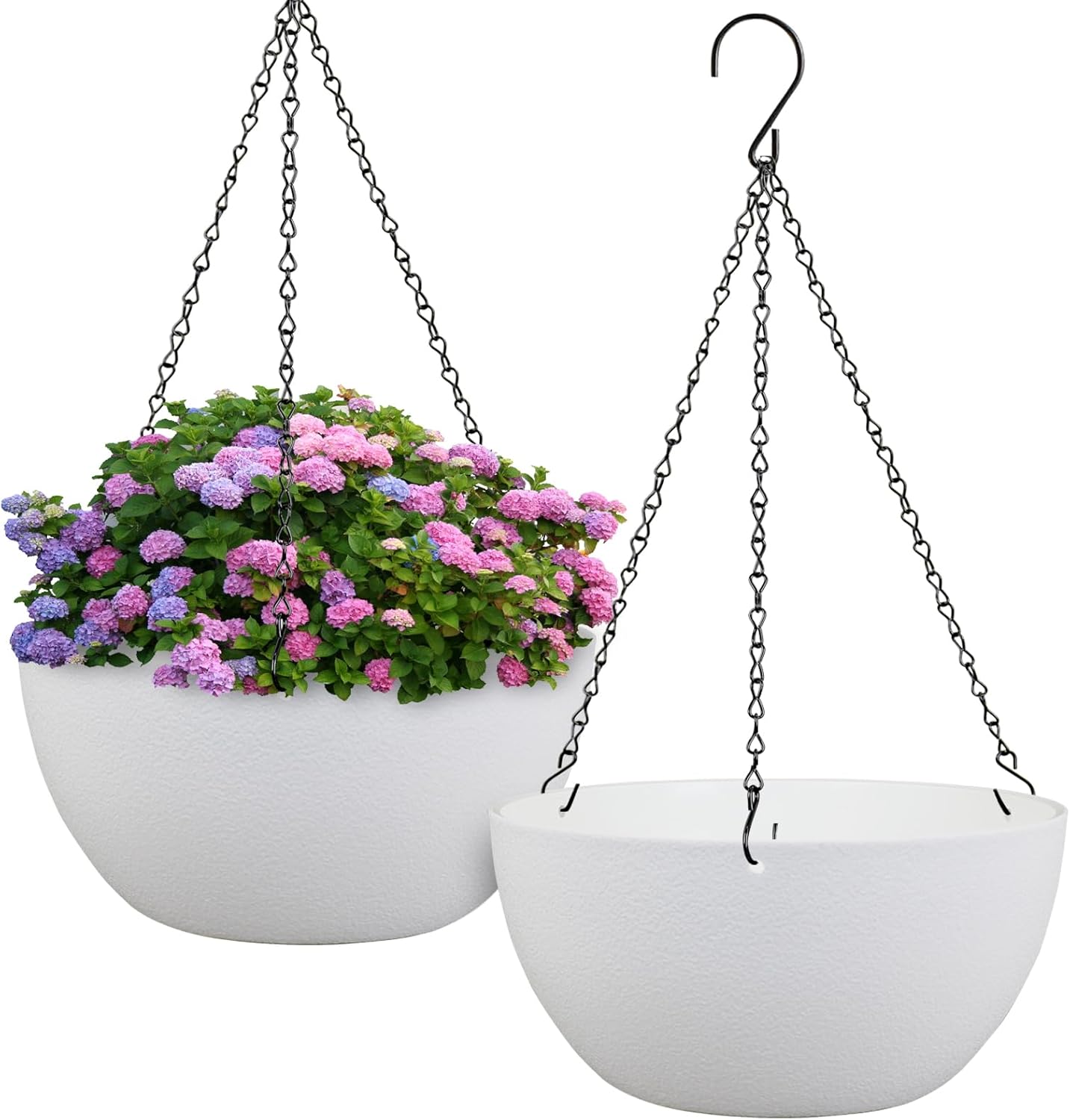 12 inch Large Hanging Planters for Indoor Outdoor Plants, 2 Pack Hanging Flower Pots with Drainage