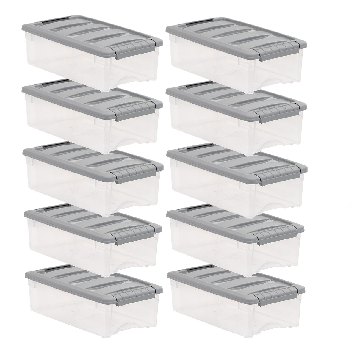 Amazon Basics Plastic Storage Containers with Secure Latching Lids, Stackable Organization Bins