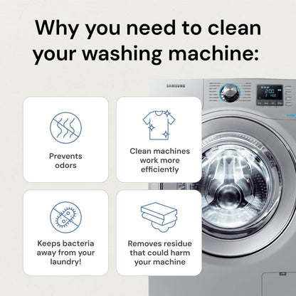 Grab Green Washing Machine Cleaner, 5 Count, Fragrance Free, Mineral Based Removes Deposits and