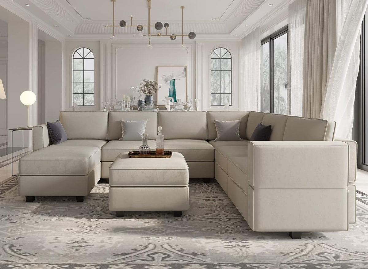 Belffin Modular Sectional Sofa with Storage Seat Oversized U Shaped Couch with Reversible Chaise