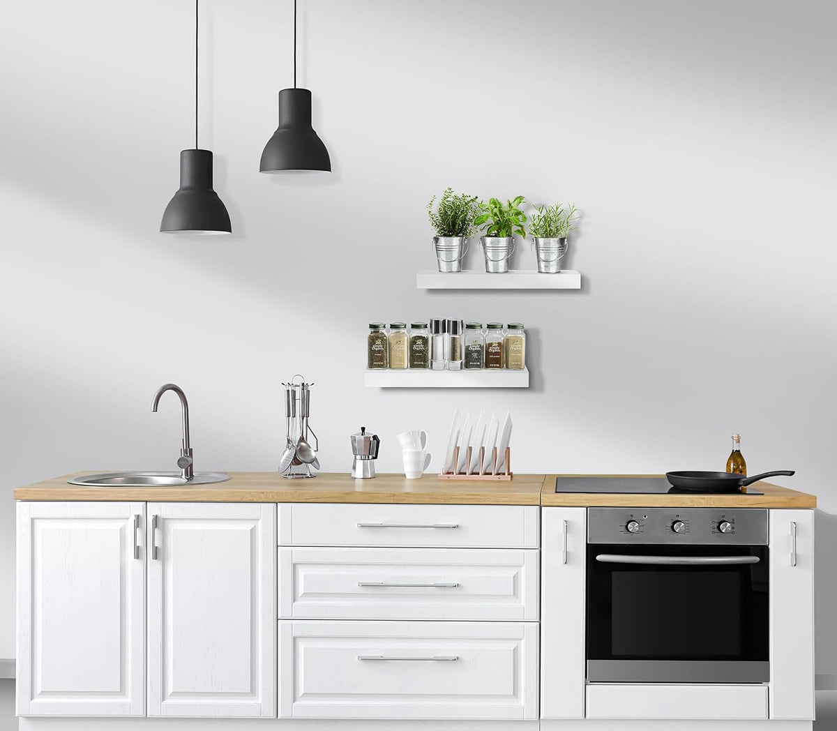 Sorbus Floating Shelves for Wall, Bathroom Shelves Wall Mounted for Kitchen, Bedroom, Bathroom