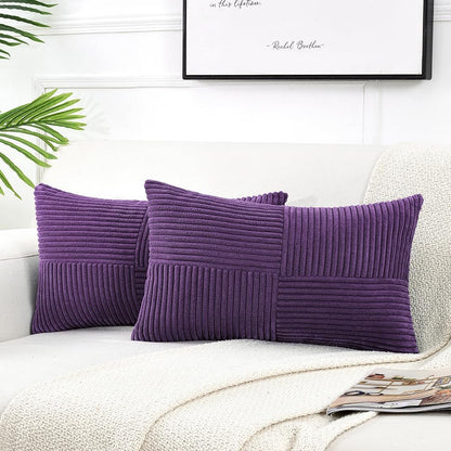 Fancy Homi 2 Packs Purple Lumbar Decorative Throw Pillow Covers 12x20 Inch for Living Room Couch