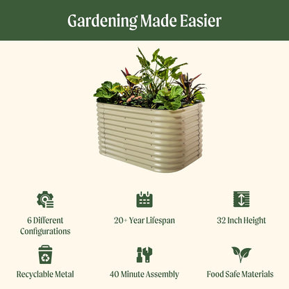 Vego garden 32" Extra Tall Raised Garden Bed Kits, 6 in 1 Modular Raised Planter Box for Vegetables