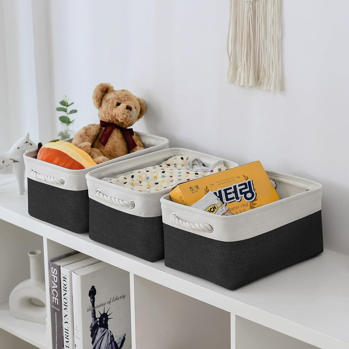 TheWarmHome Storage Bins for Shelves - 1 Pack 13.8x9.7x6.7 inch Storage Basket for Organizing for