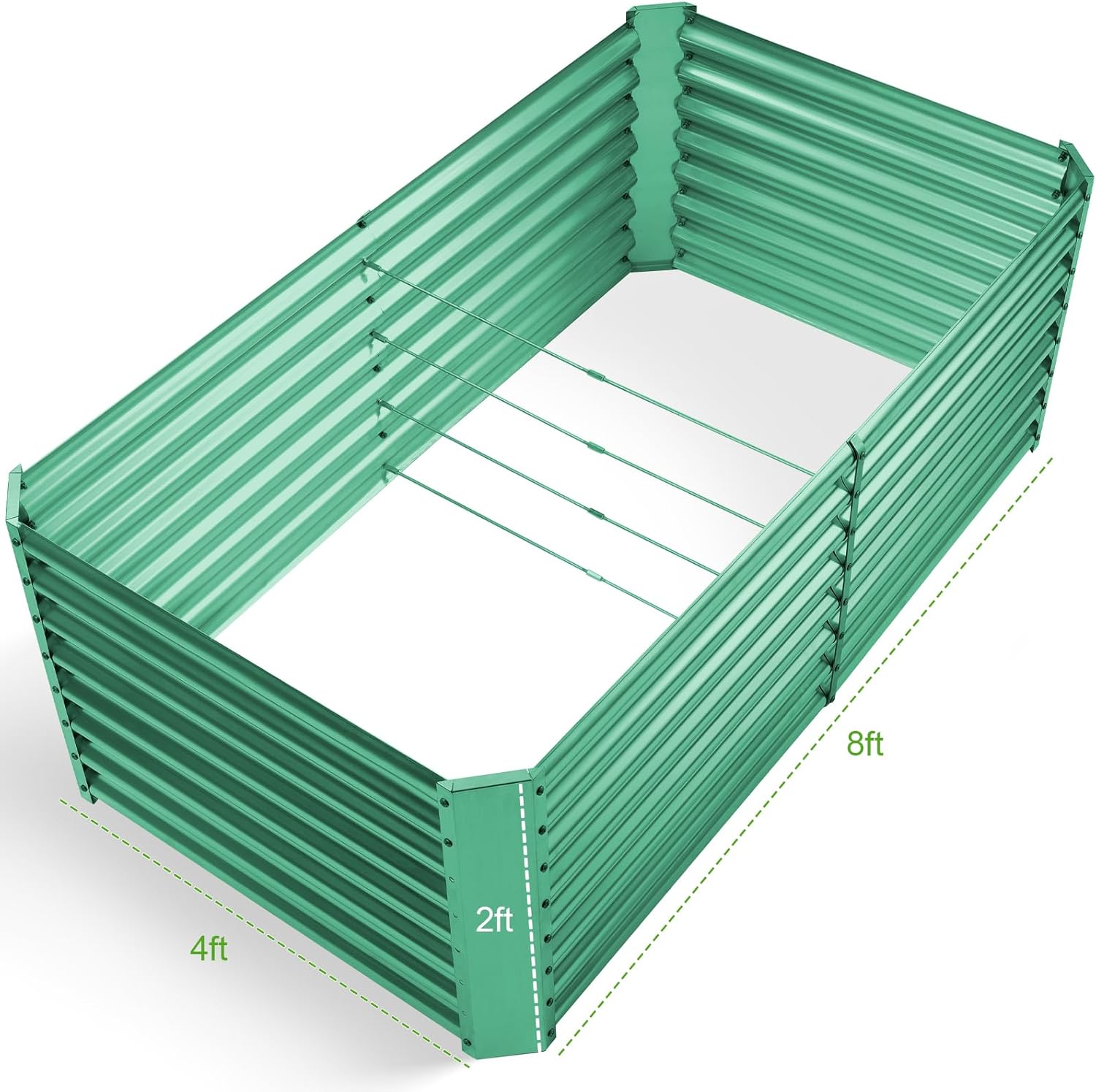 Land Guard 8×4×2 ft Galvanized Raised Garden Bed Kit, Galvanized Planter Raised Garden Boxes