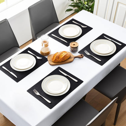 MOSAYT Vinyl Placemats Set of 4-12 X 17 Inch - Faux Leather 100% Waterproof Oil-Proof Wipeable PU