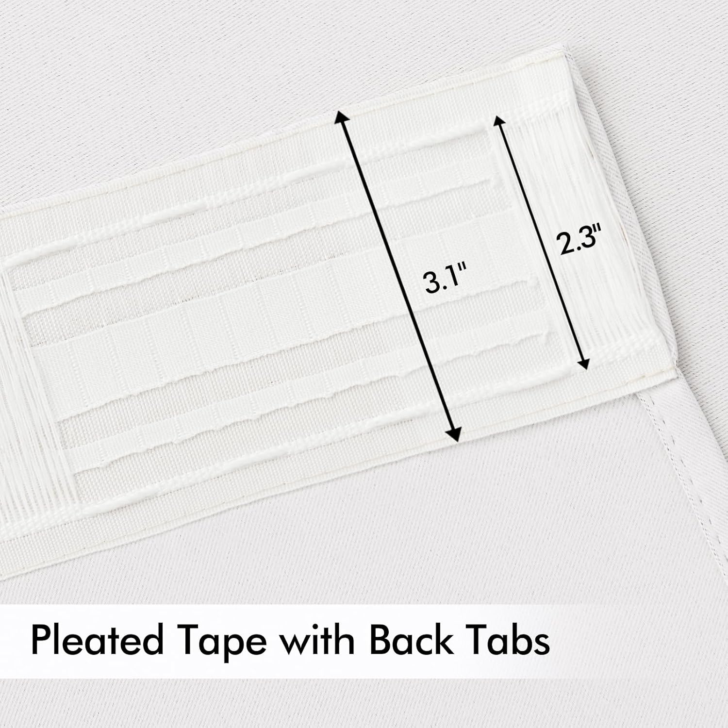 MIULEE Pure White Back Tab Blackout Curtains 102 Inch Long 2 Panels Set for Bedroom, Rod