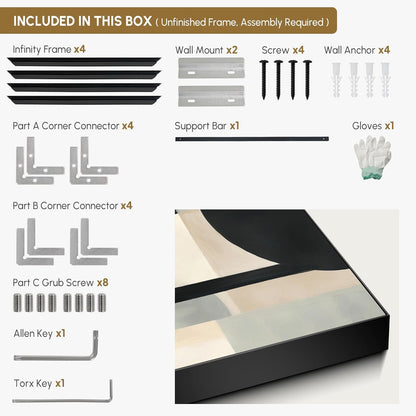 SIGNWIN 36"x72" Extra Large Framed Wall Art Modern Neutral Abstract Geometric in Black and Beige