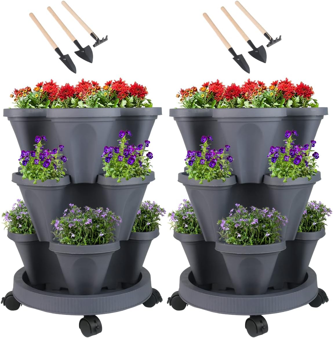 Vertical Planter 3 Tier Stackable Planters Garden Planters Strawberry Herb Flower and Vegetable