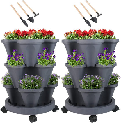 Vertical Planter 3 Tier Stackable Planters Garden Planters Strawberry Herb Flower and Vegetable