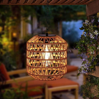 Livinlarge Solar Pendant Light Outdoor,Chandelier Hanging Lantern with Edison Bulb,Boho Solar