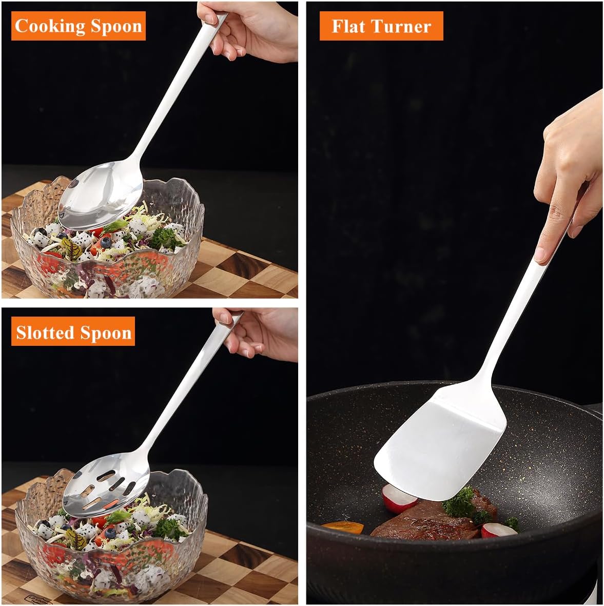 Homquen Stainless Steel Kitchen Utensils Set 4pcs, Cooking Utensils Set, Kitchen Tools Spatulas