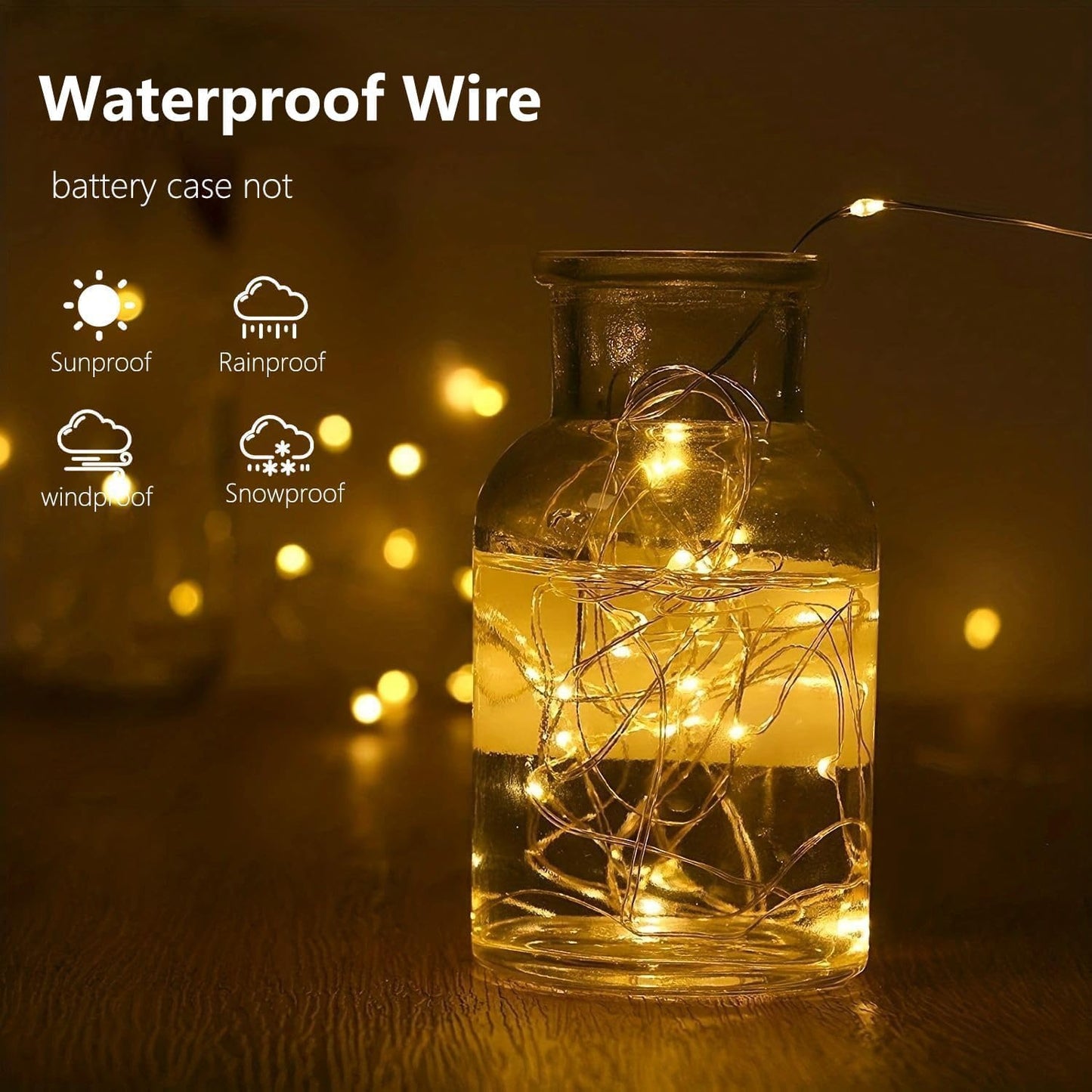 4-Pack Fairy Lights Battery Operated with Remote & Timer & 8 Modes, Waterproof 16 FT 50 LED String