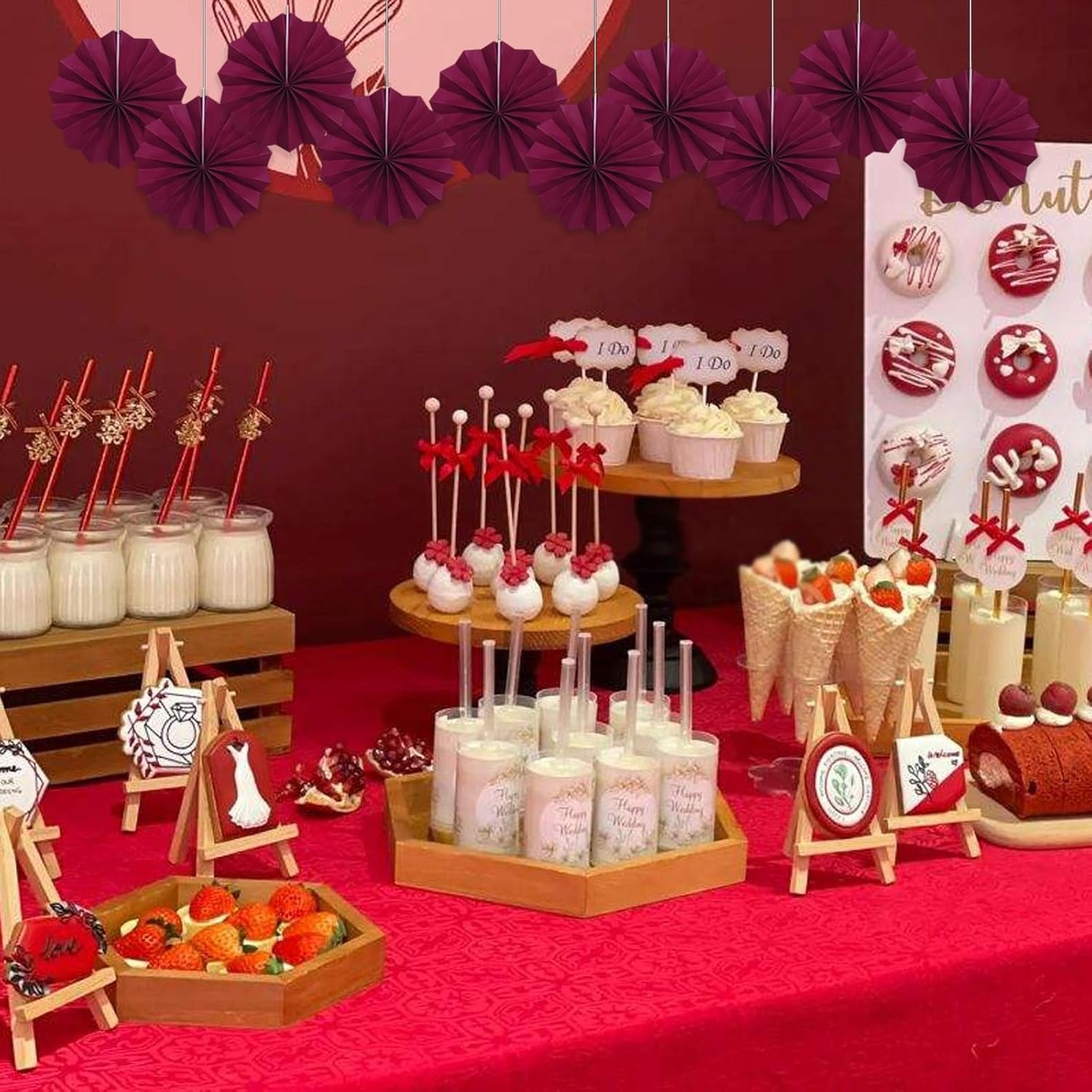 Red Party Decorations,Paper Decorations for Party,Girls Party Decorations Party Paper Fans Bulk