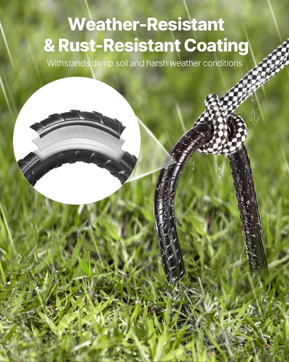 VEVOR Rebar Stakes, 16-Inch, Heavy-Duty 0.4 in Diameter J Hook, Galvanized Steel Ground Anchors