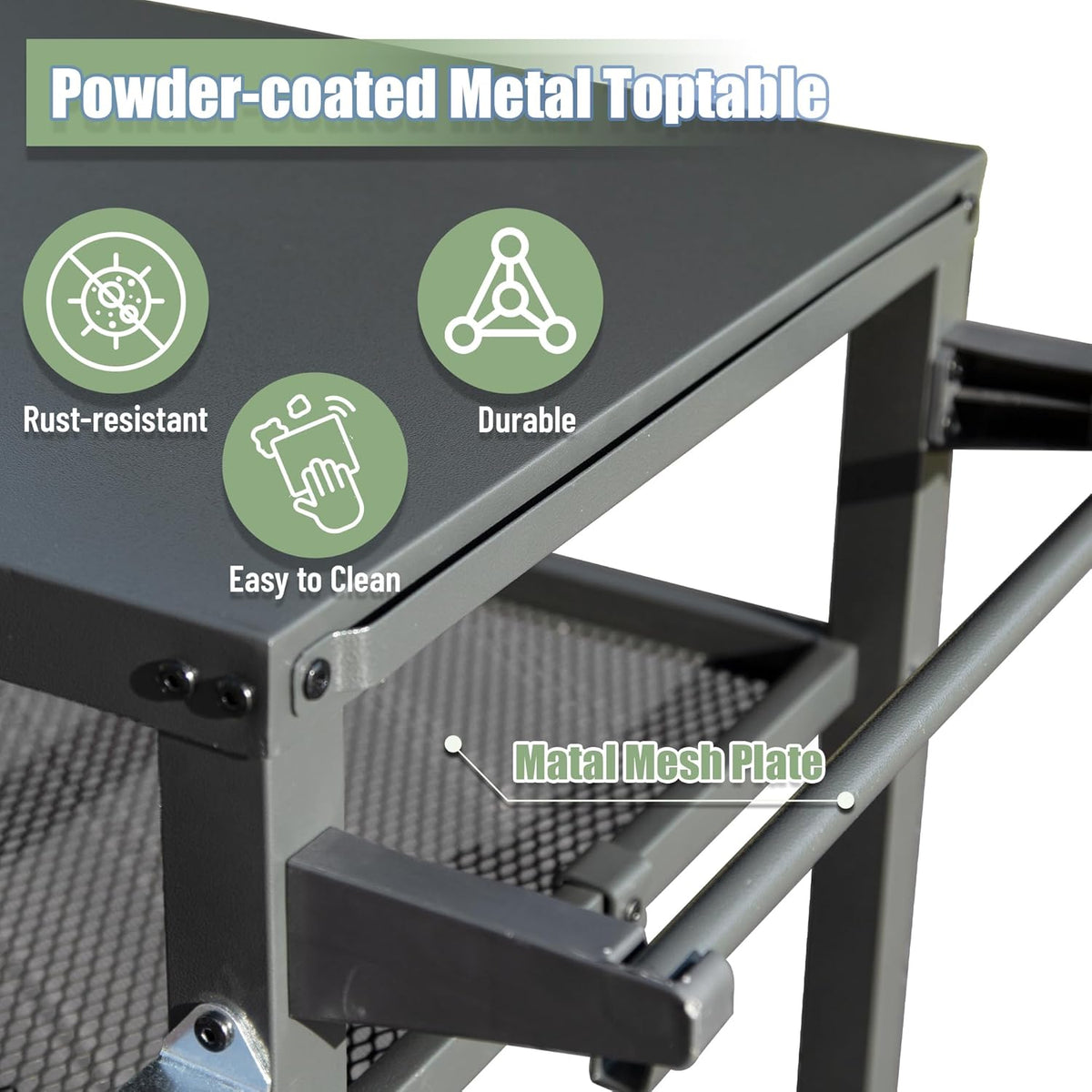 Domi 3-Shelf Outdoor Grill Table, Grill Cart Outdoor with Wheels, Pizza Oven and Food Prep Table