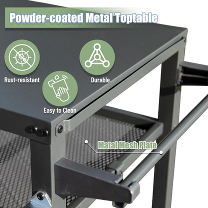 Domi 3-Shelf Outdoor Grill Table, Grill Cart Outdoor with Wheels, Pizza Oven and Food Prep Table