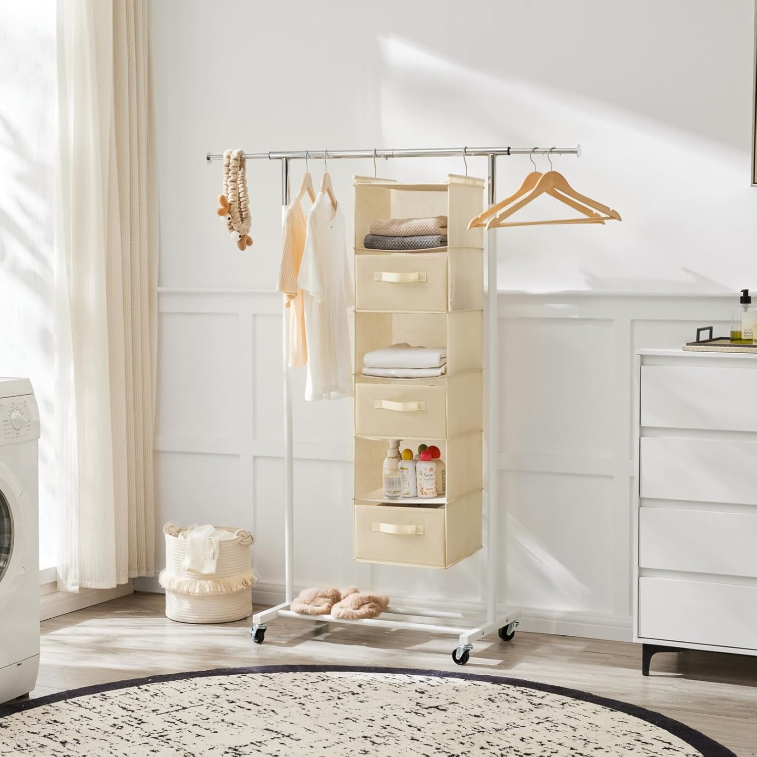 MAX Houser 6 Tier Shelf Hanging Closet Organizer, Closet Hanging Shelf with 2 Sturdy Hooks for