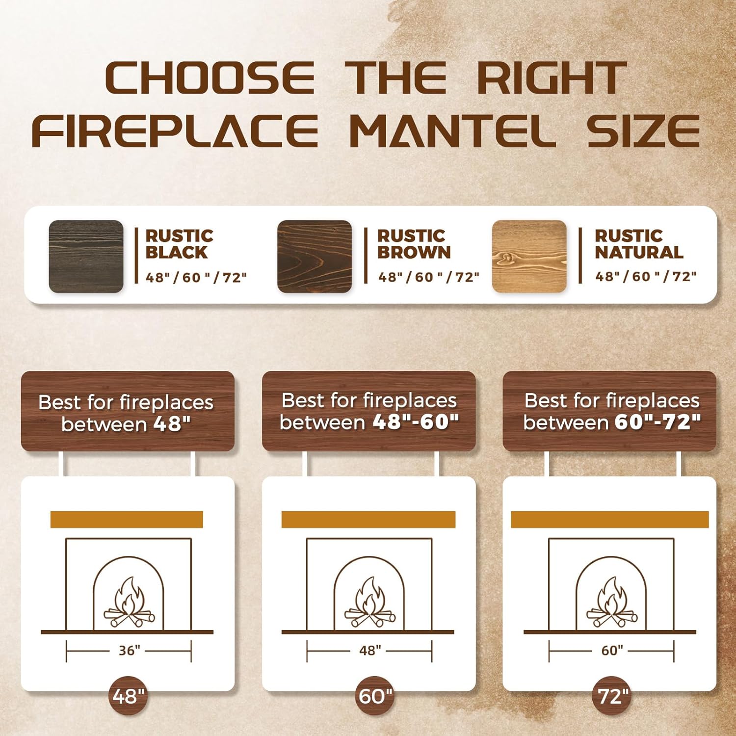 48x8x3 Fireplace Mantel - Solid Rustic Wood - Wall Mounted Floating Shelf with Invisible Heavy Duty