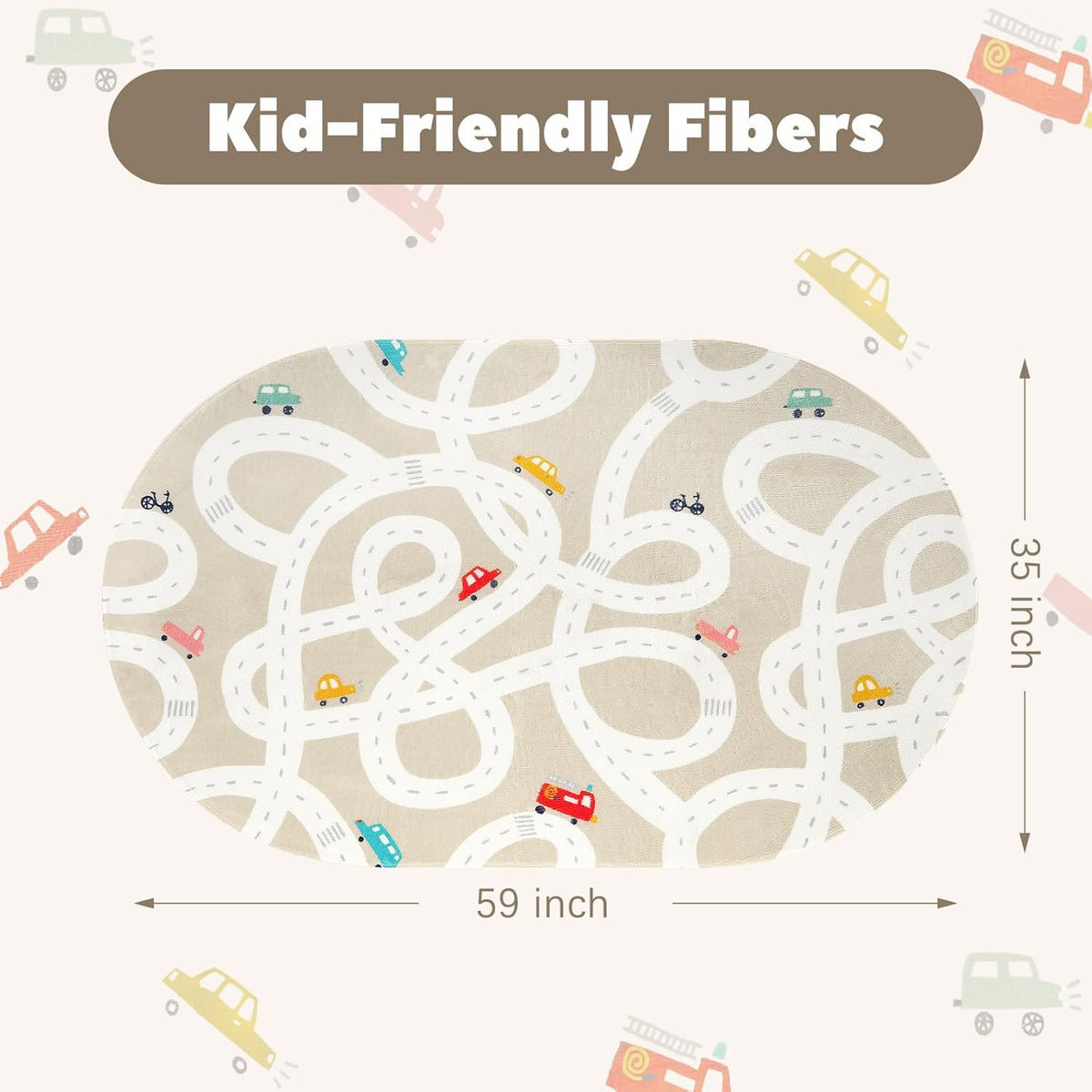 STARUIA Small Kids Rug for Kids Room, 3'x5' Washable Road Rug for Baby Nursery, Non-Slip Car Rugs
