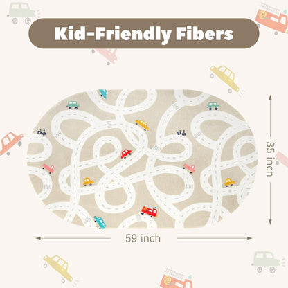 STARUIA Small Kids Rug for Kids Room, 3'x5' Washable Road Rug for Baby Nursery, Non-Slip Car Rugs