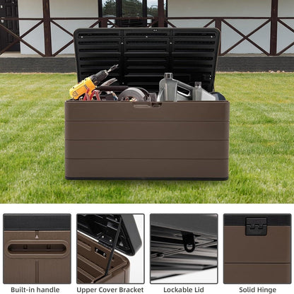 100 Gallon Plus Resin Deck Box, Waterproof Outdoor Storage Bin for Patio Furniture, Pool
