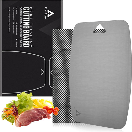 100% Pure Titanium Cutting Board, Non-Toxic Chopping Board For Kitchen, Rubber Mat, Double-Sided
