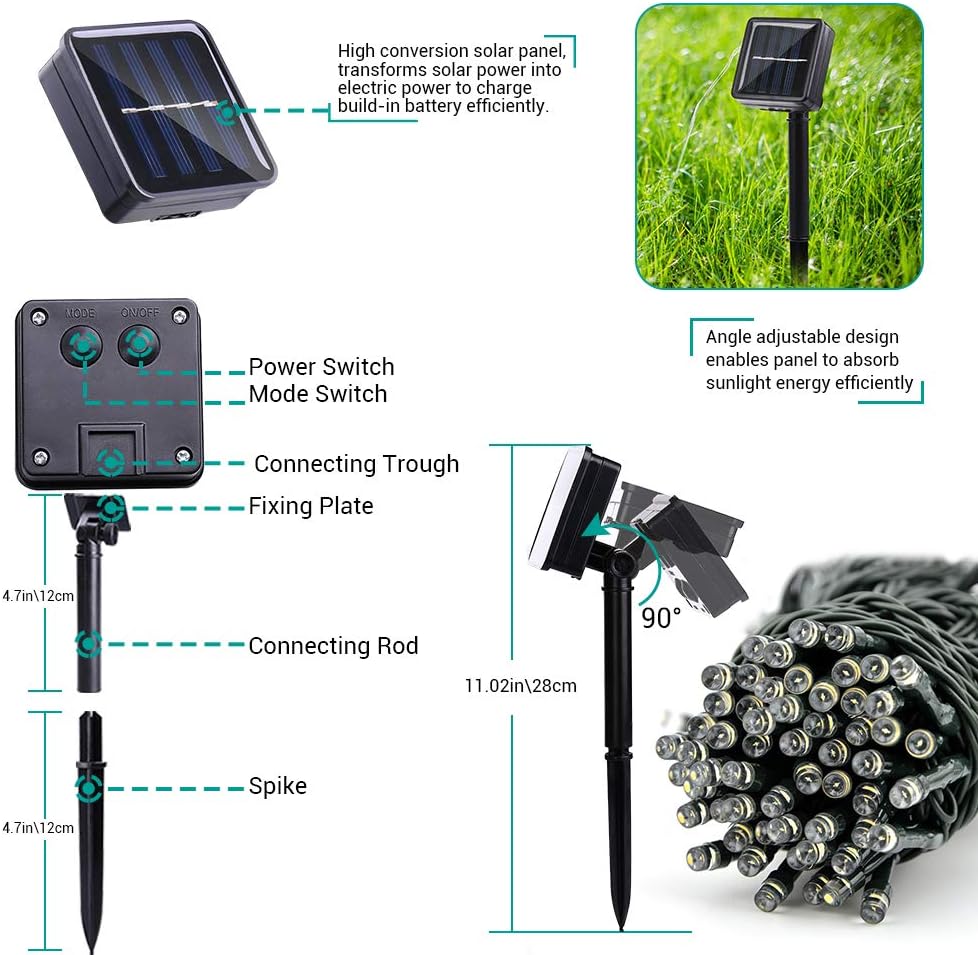 Joomer Solar Christmas Lights Outdoor, 4 Pack Total 156FT 400LED 8 Lighting Modes Solar String