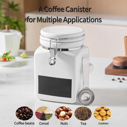 Ceramic Coffee Canister with Airtight Lid and Scoop, Large 78 Fl Oz / 2.3 L Kitchen Food Storage