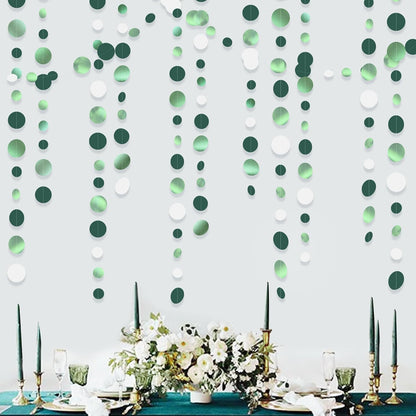 46 Ft Sage Green Party Decorations Metallic Sage Green White Polka Dots Garlands Hanging Paper
