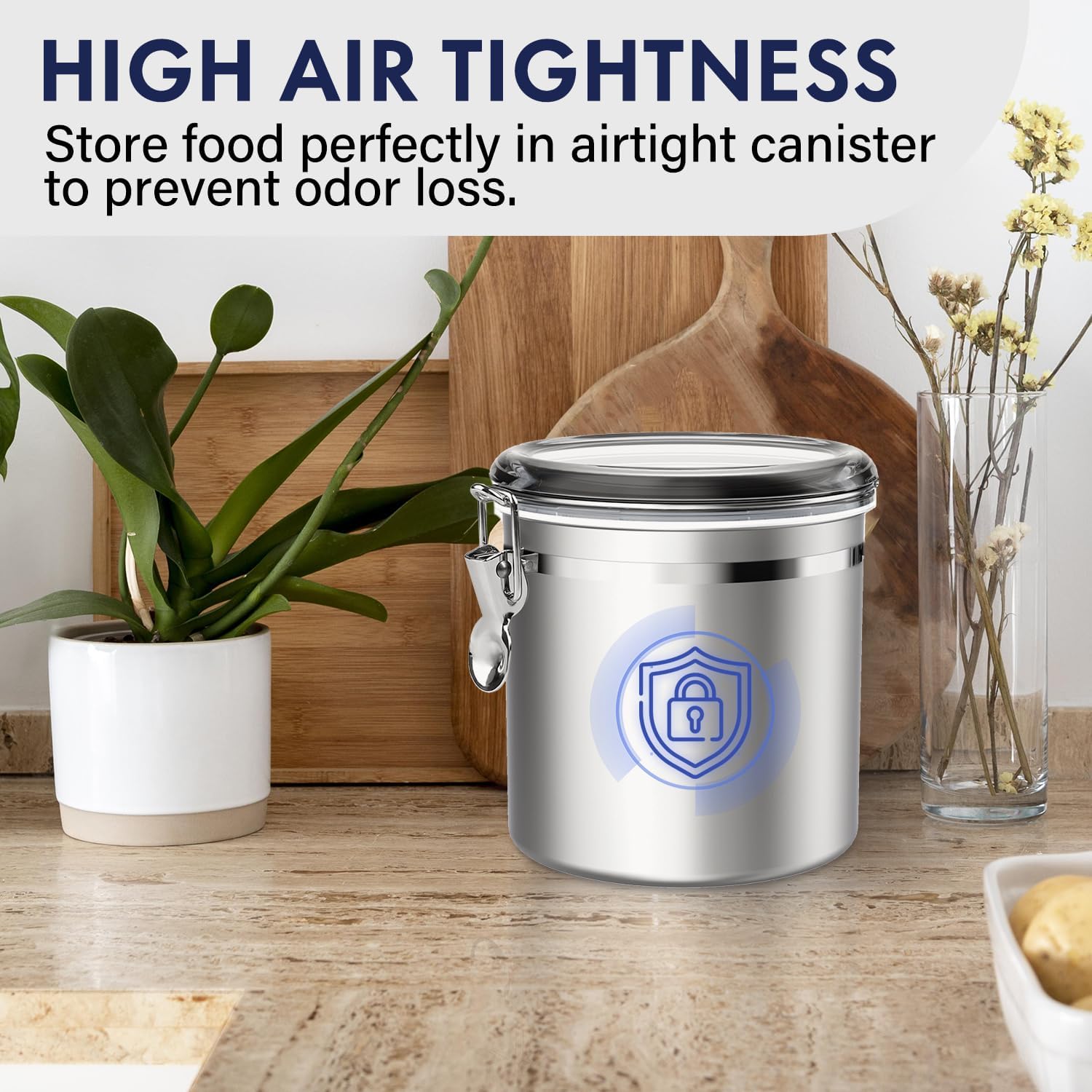 ENLOY 165oz Stainless Steel Airtight Canister for Kitchen, Large Flour Coffee Bean Tea Cereal Sugar