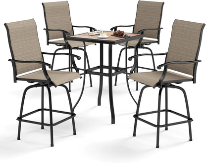 Sophia & William Outdoor Bar Set, Patio Bar Table and Chairs Set, Bar Height Patio Set - 4 x Swivel