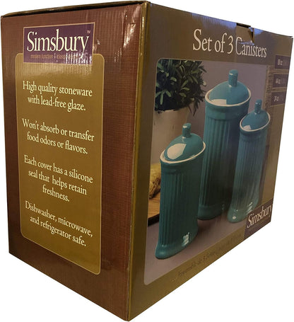Omniware Simsbury 3-Piece Canister Set - Stoneware Kitchen Storage with Silicone-Sealed Lids