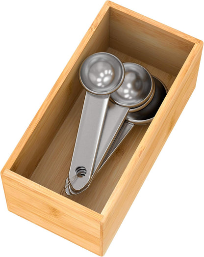 Bamboo Drawer Organizer Utensil Holder for Kitchen, Small Wood Silverware Storage Organizer