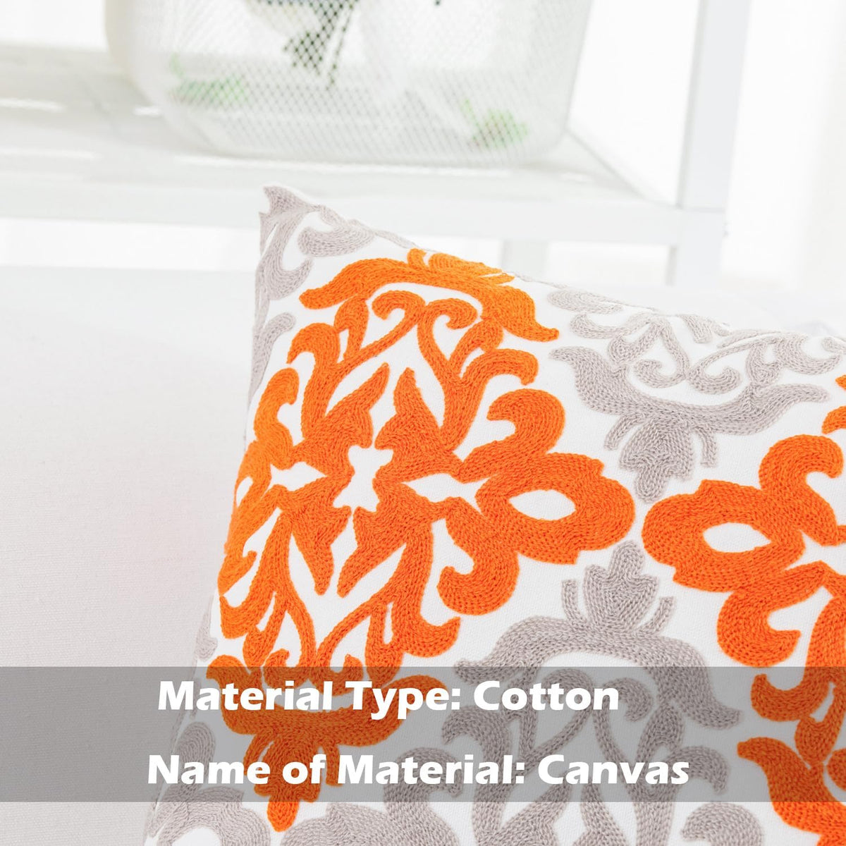 HWY 50 Orange Fall Decorative Throw Pillow Covers 18x18 Inch (1 Piece), Embroidered Cotton