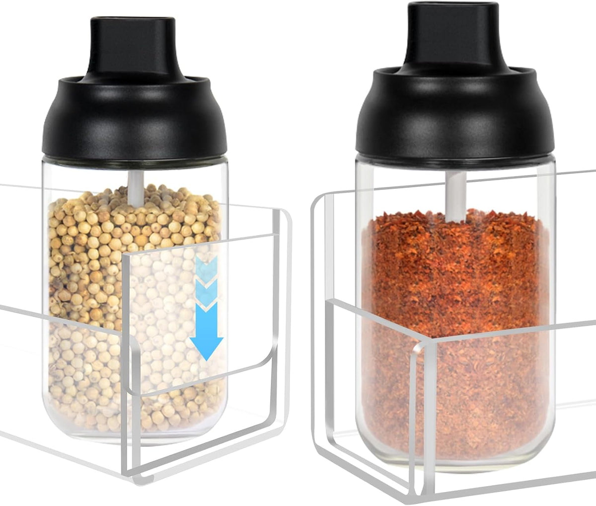 Acrylic Spice Rack Wall Mount-12 Inch, Clear Spice Shelf Storage Holder, 2 Pack Hanging Seasoning