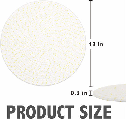 Round Placemats Set of 6, Cotton Rope Woven Table Mats, Hot Pads for Kitchen, Non Slip Heat