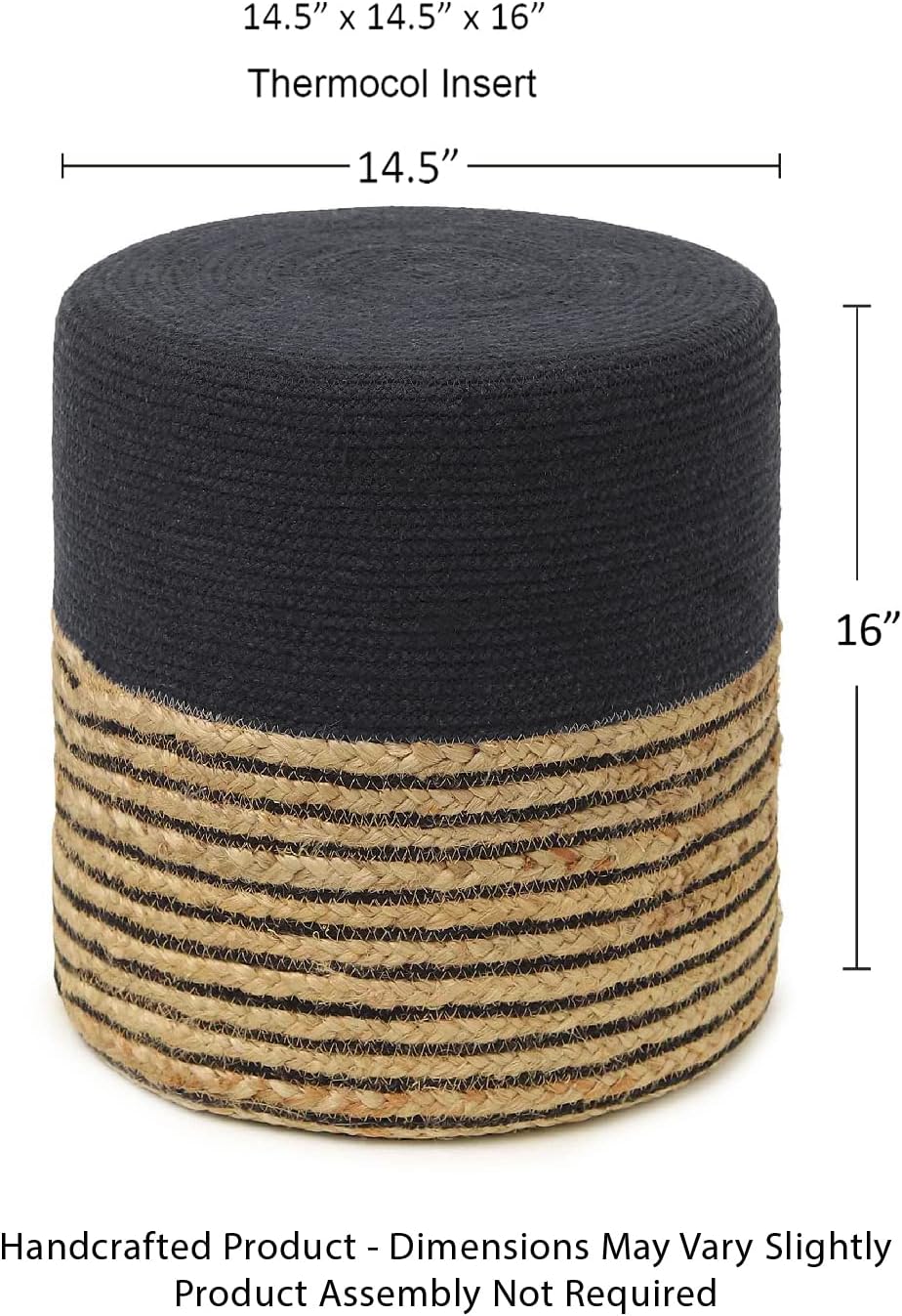 REDEARTH · Cylindrical Pouf Ottoman - Braided Pouffe Accent Sitting Round Footrest for Living Room