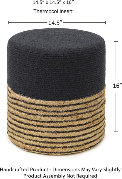 REDEARTH · Cylindrical Pouf Ottoman - Braided Pouffe Accent Sitting Round Footrest for Living Room
