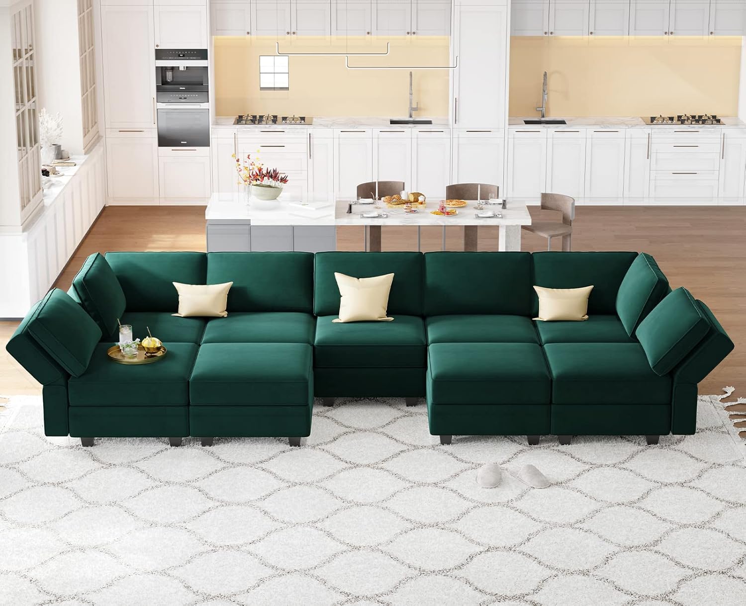 Belffin Modular Sectional Sofa with Ottomans Velvet Reversible Sleeper Sectional Sofa with Chaise