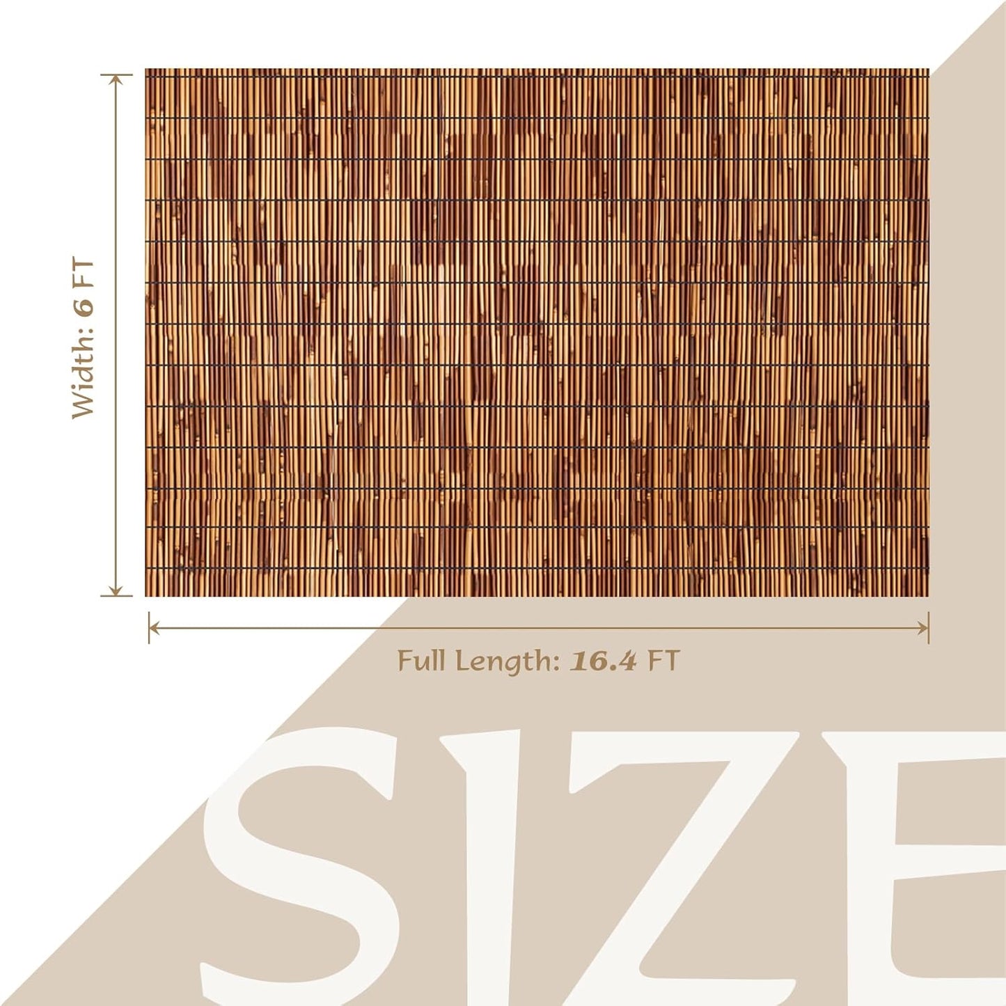 Natural Reed Fencing Rolls,6FT X 16.4FT Reed Screen Curtain Fence Covering Privacy Bamboo for