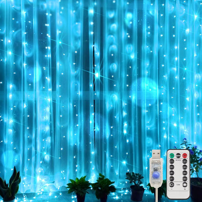 suddus Curtain Lights for Bedroom, 200 Led 6.5ft x 6.5ft Hanging String Lights Outdoor, Fairy