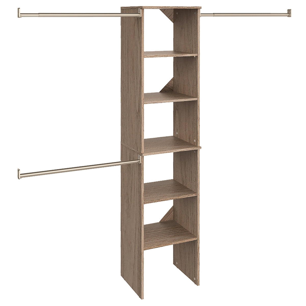ClosetMaid SuiteSymphony Wood Closet Organizer Starter Kit with Tower and 3 Hang Rods, Shelves