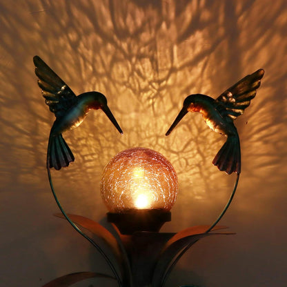 VCUTEKA Solar Lights Outdoor Metal Garden Stake Waterproof Crackle Glass Globe Garden Decor