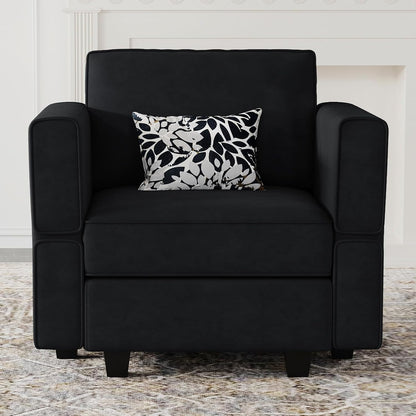 Belffin Modular Sectional Arm Accent Chair with Storage Seat Velvet Armchair Single Sofa Club Chair